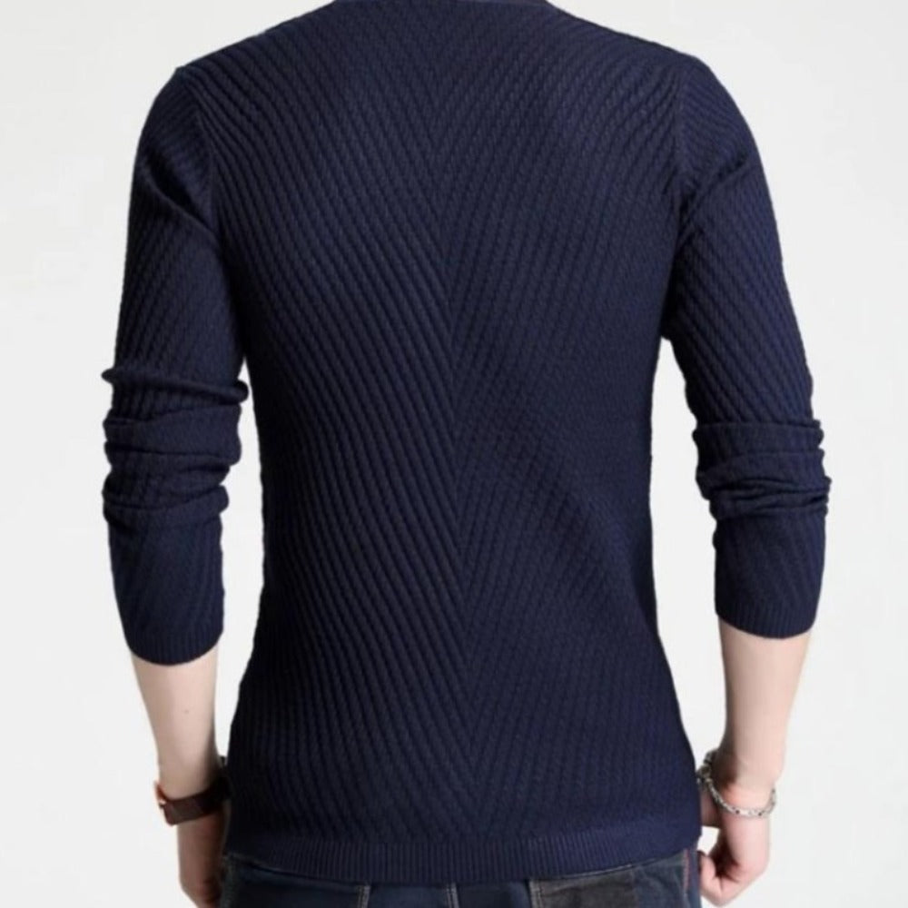 Casual V-Neck Sweater for Men with Buttoned Design
