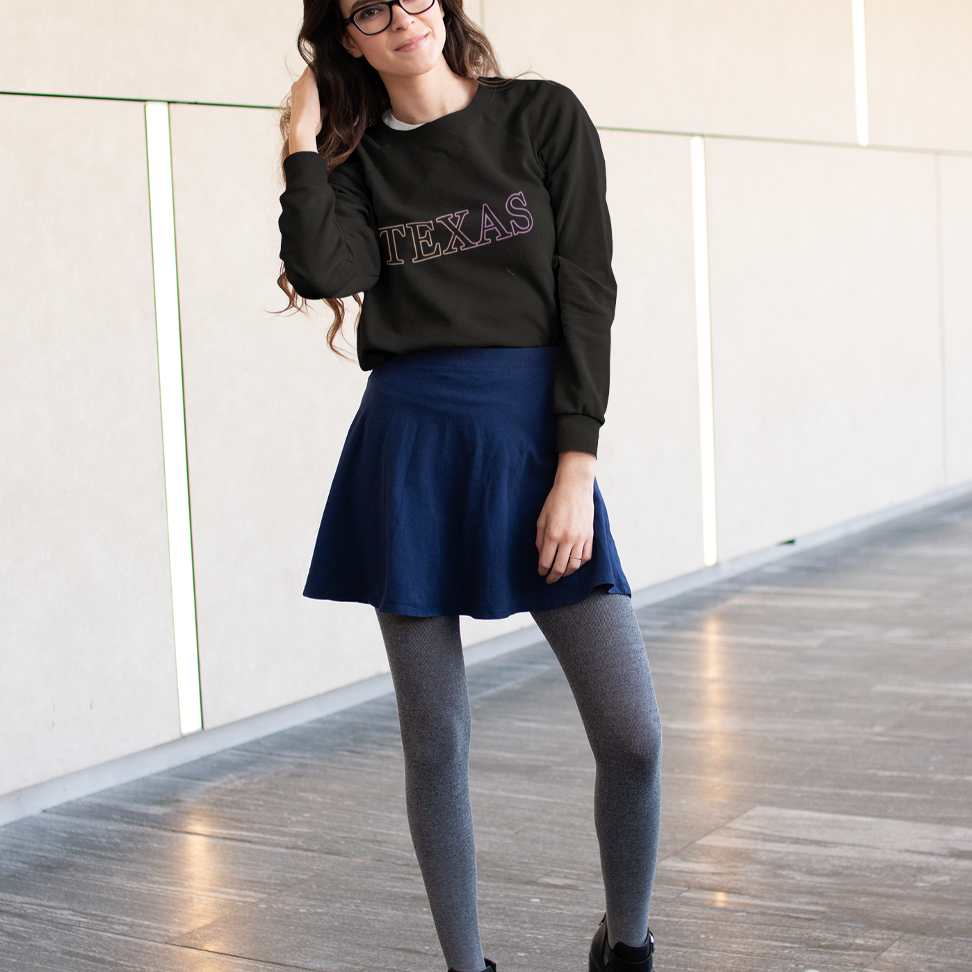 Gradient Crewneck Sweatshirt for Women in Texas Design