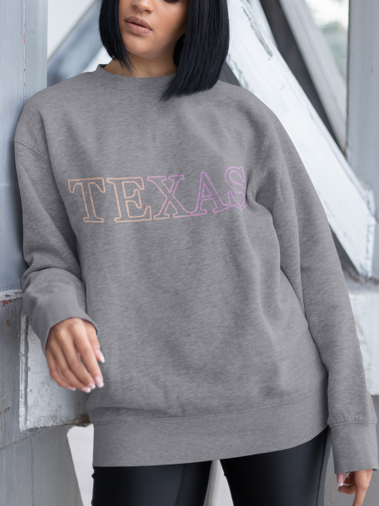 Gradient Crewneck Sweatshirt for Women in Texas Design