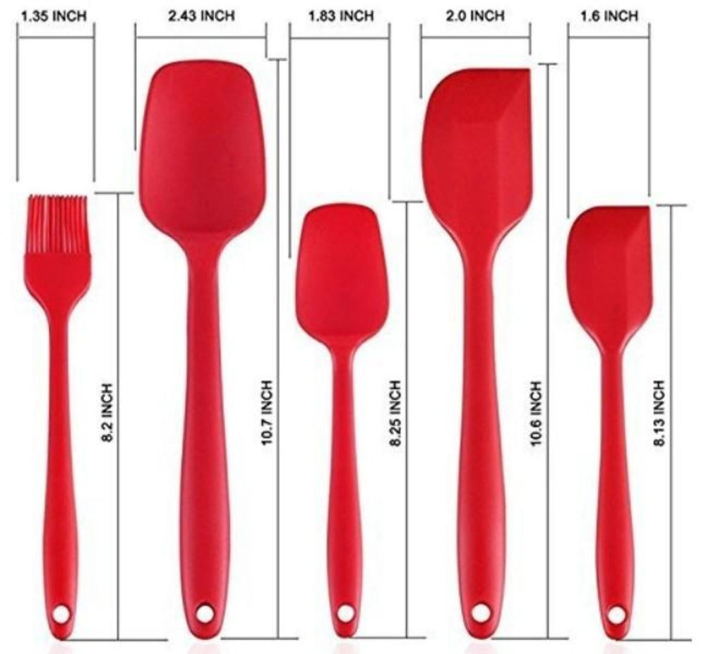 Heat Resistant Silicone Kitchen Cooking Utensils Set - 5 Piece Collection