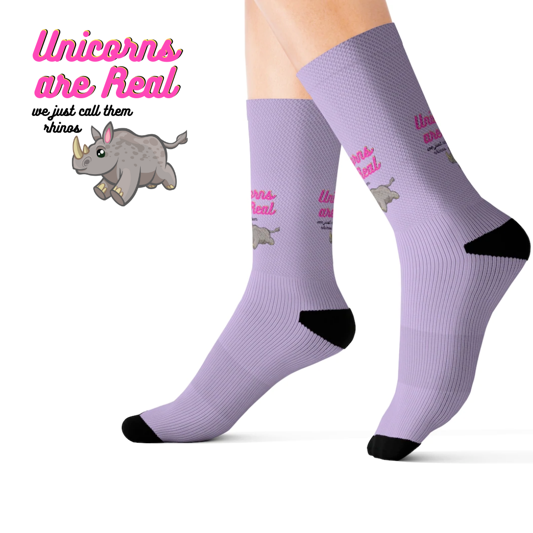 Funny Novelty Socks: Rhino Design with a Unicorn Twist