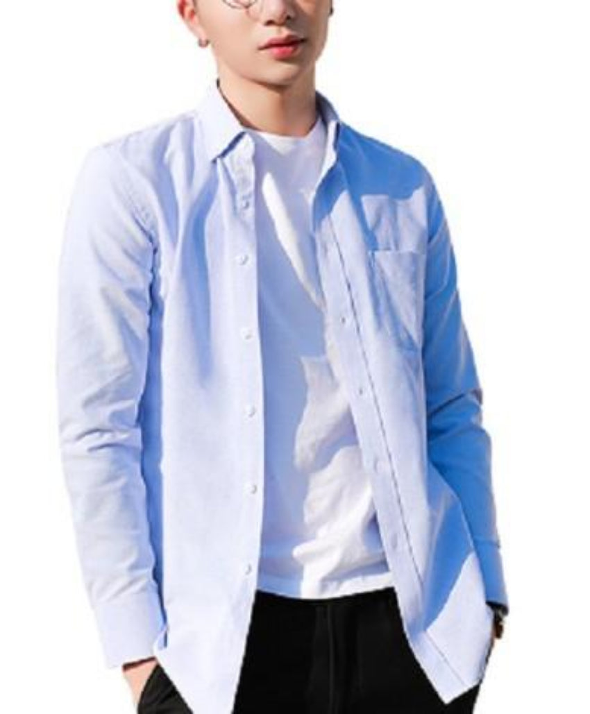 Button-Down Casual Shirt for Men with Long Sleeves, Designed to be Worn Untucked