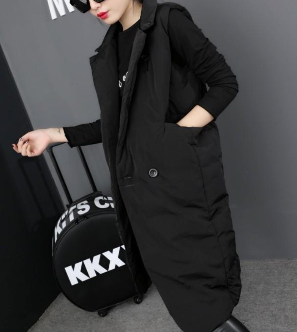 Long Double Breasted Winter Vest for Women