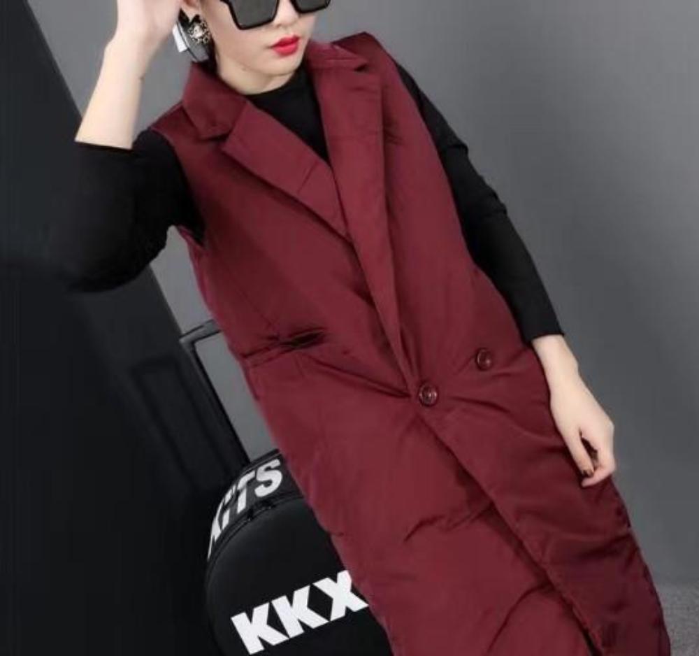 Long Double Breasted Winter Vest for Women