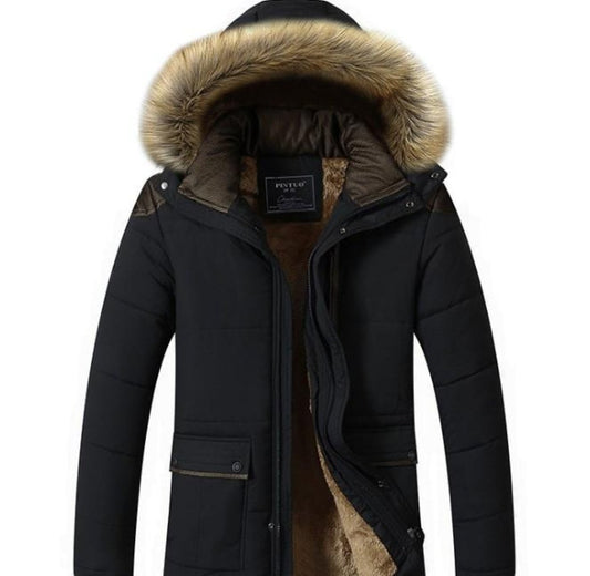 Black Hooded Winter Coat for Men