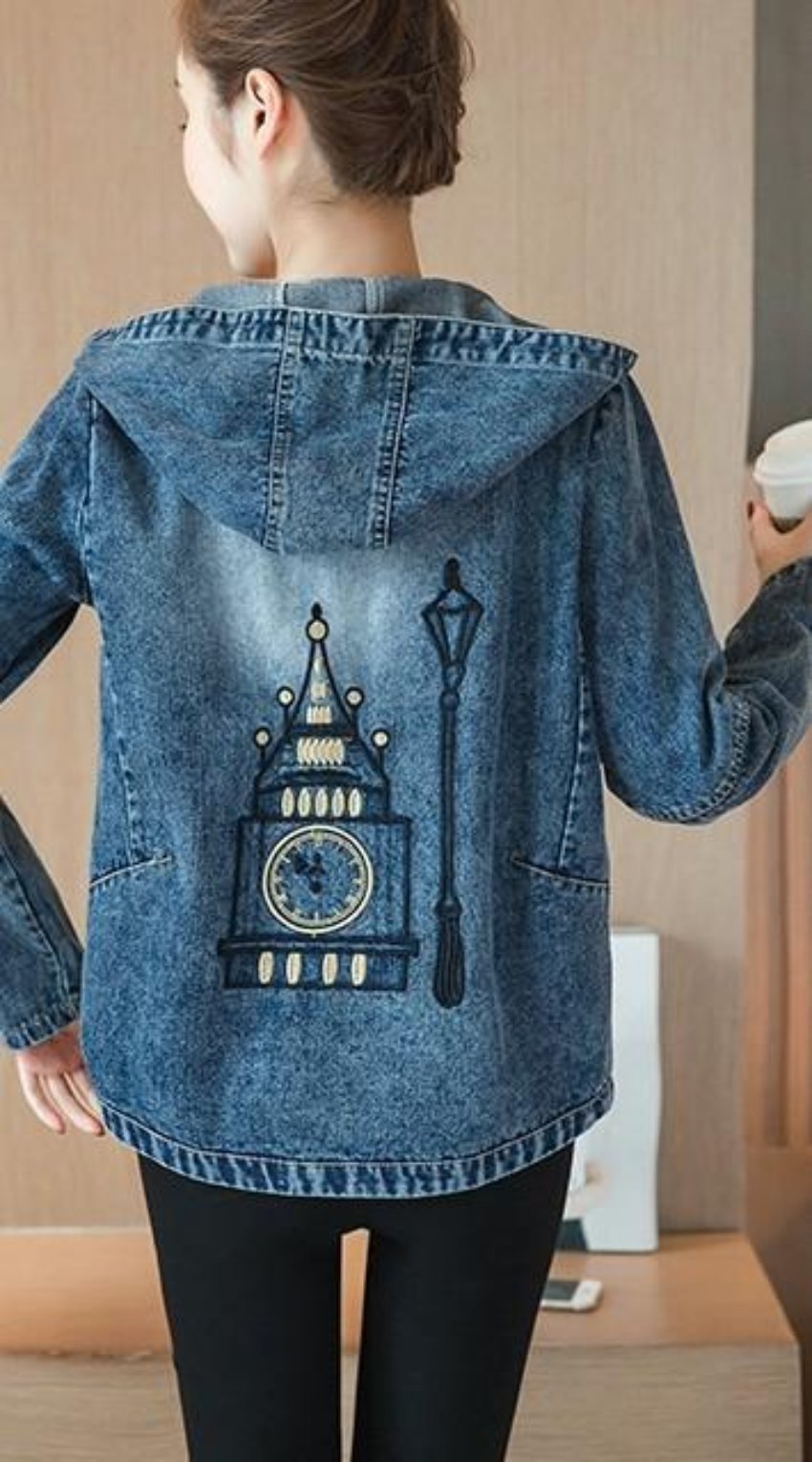 Short Denim Jacket with Hood - Women's Fashion Statement Piece