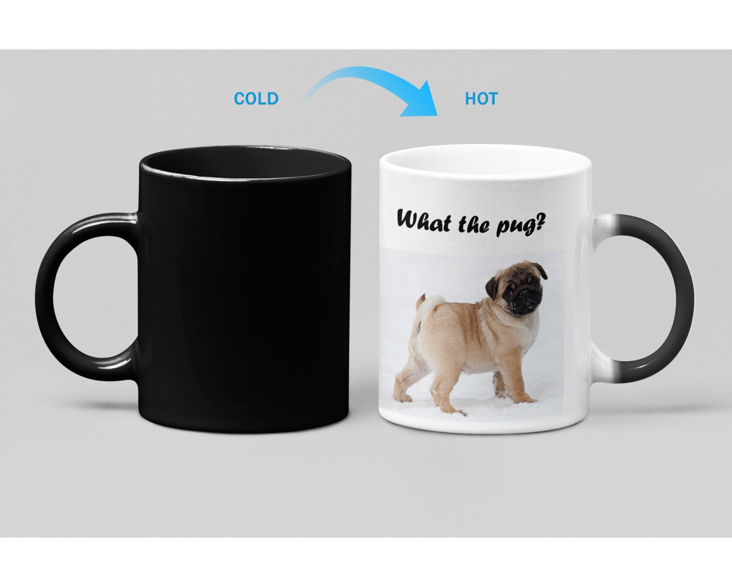 Adorable Pug Heat Sensitive Color Changing Coffee Mug - A Charming Surprise for Dog Lovers!
