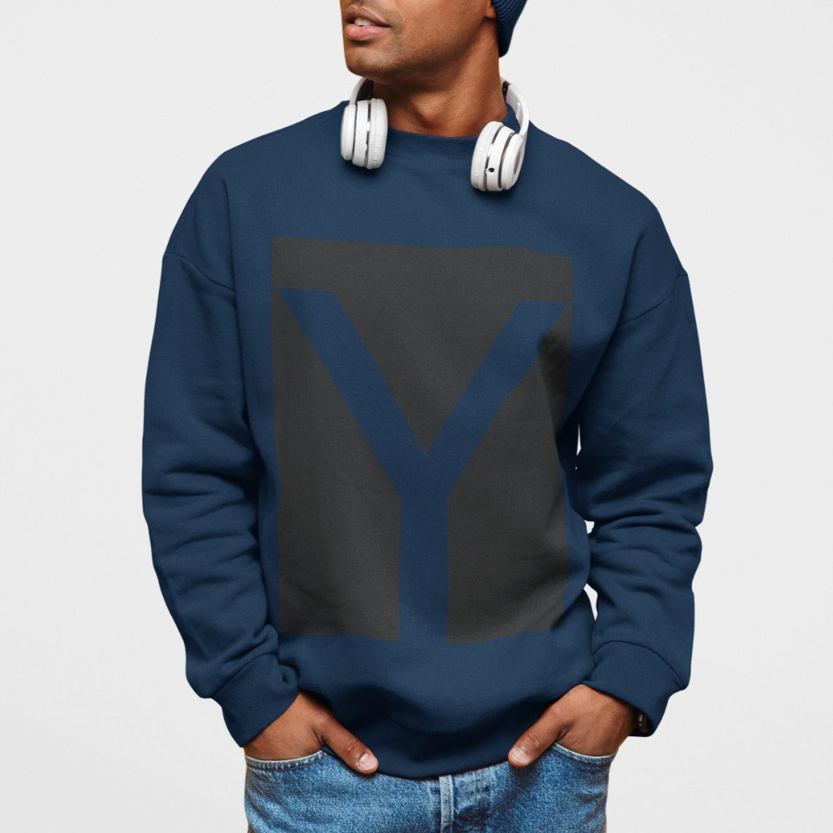 Men's Crewneck Sweatshirt with Y Logo Design