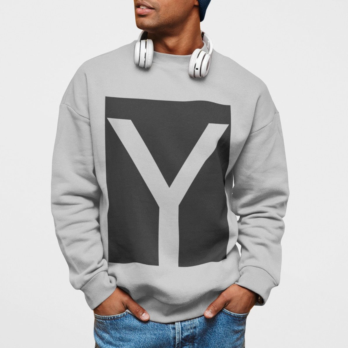 Men's Crewneck Sweatshirt with Y Logo Design