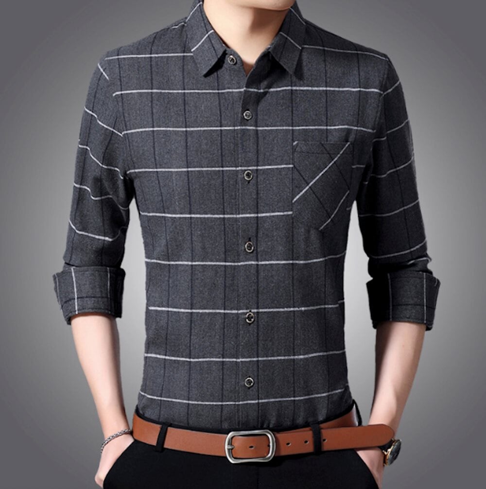 Long Sleeve Plaid Shirt for Men