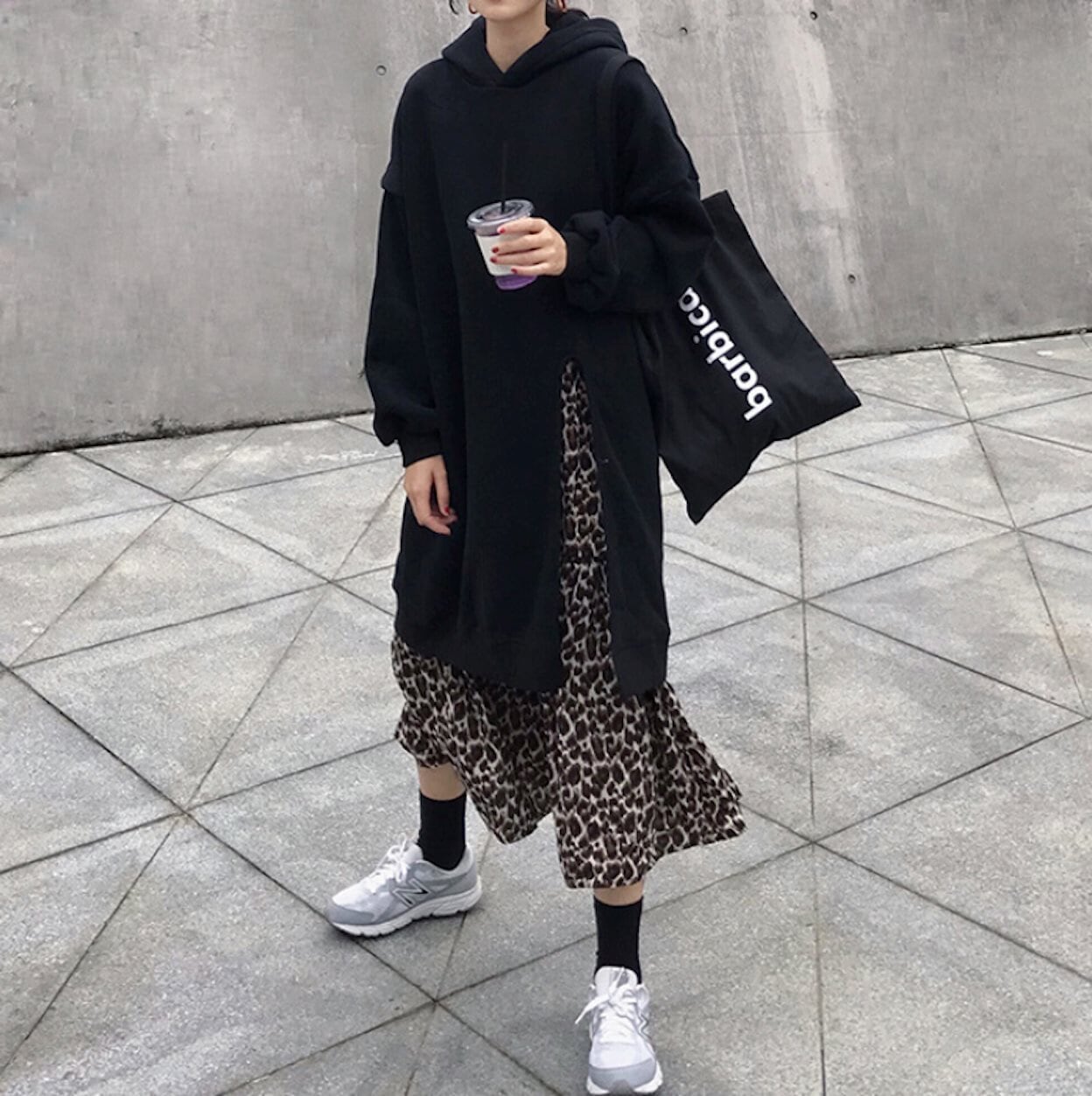 Leopard Print Dress Hoodie for Women with Layered Appearance