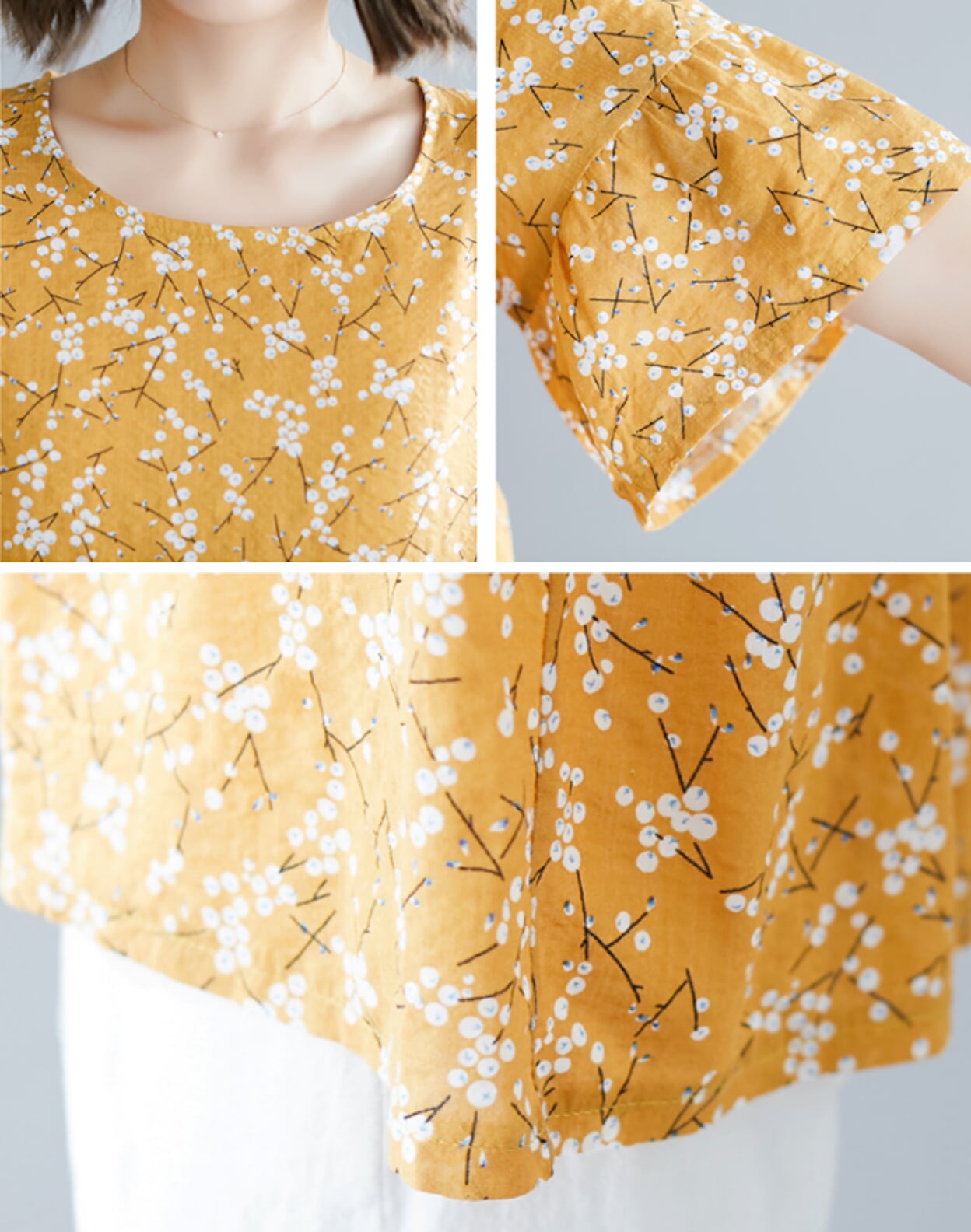 Floral Yellow Top for Women