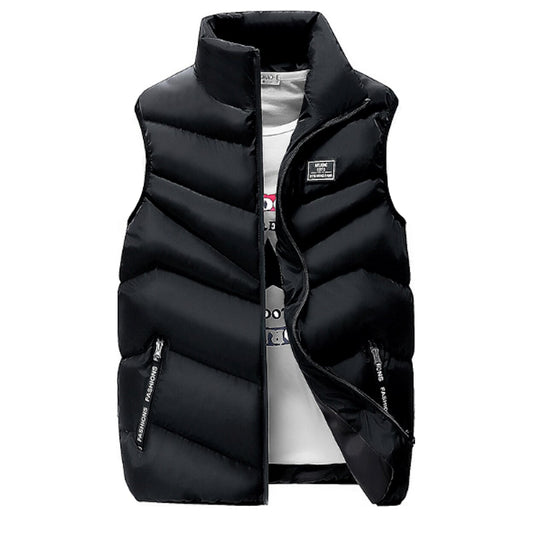 Classic High Collar Black Men's Quilted Vest