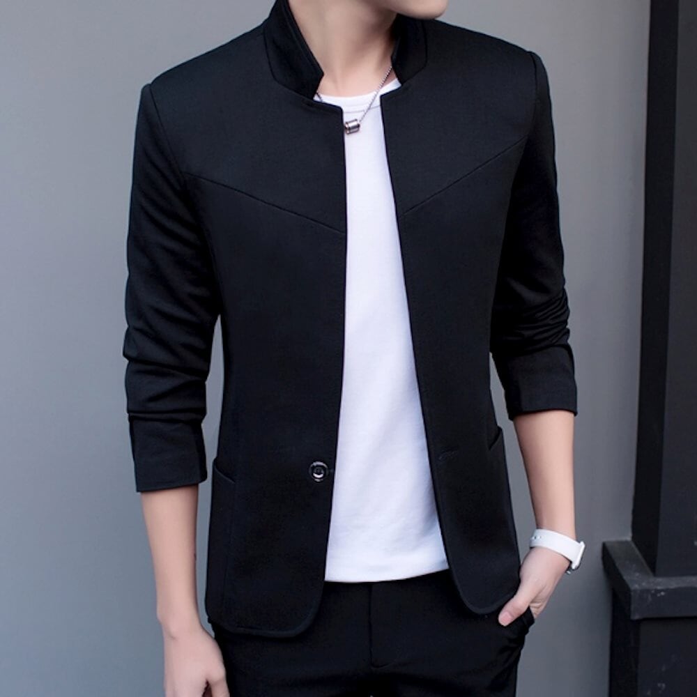 Stand Collar Single Button Men's Blazer