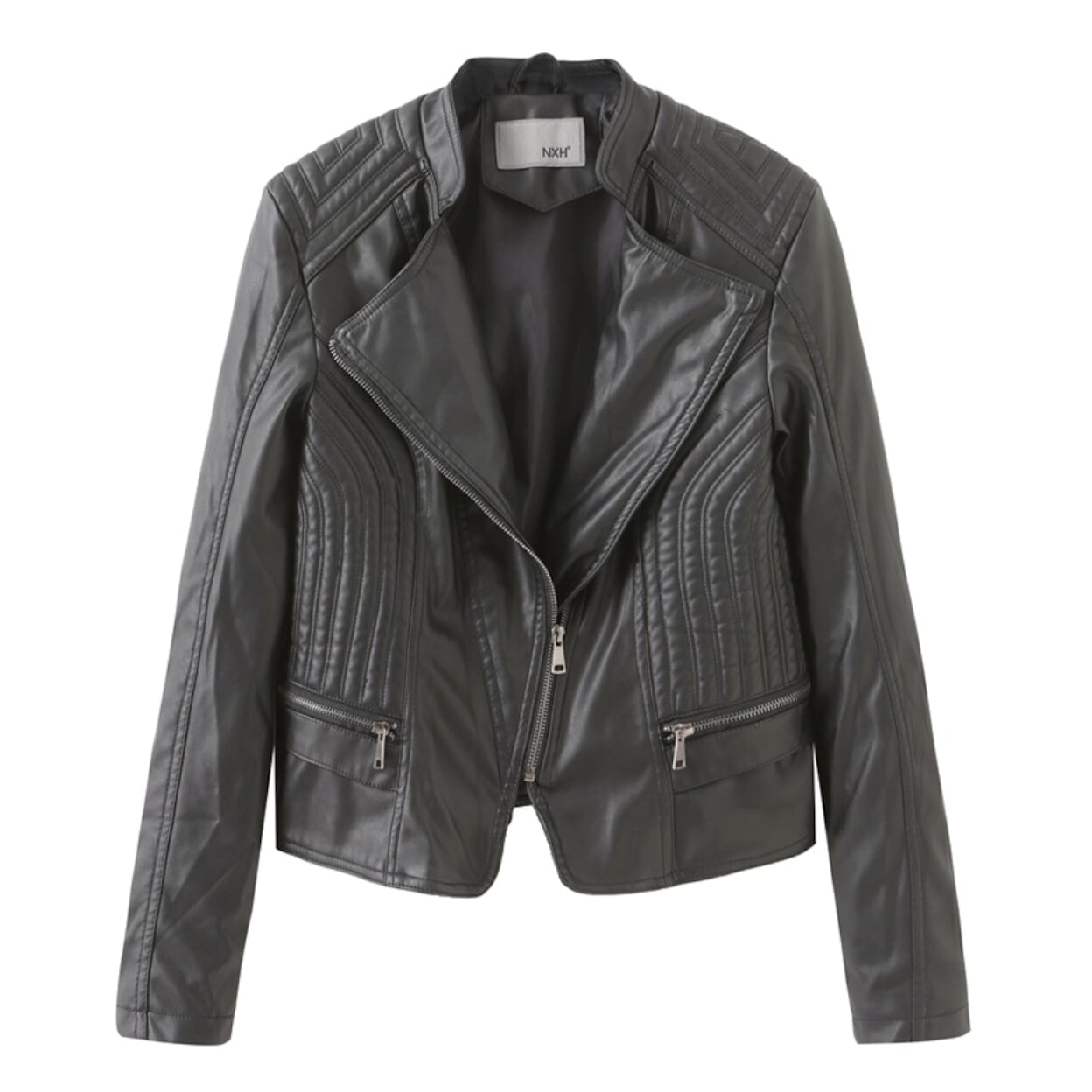 Cropped Motorcycle Jacket for Women with Slim Fit