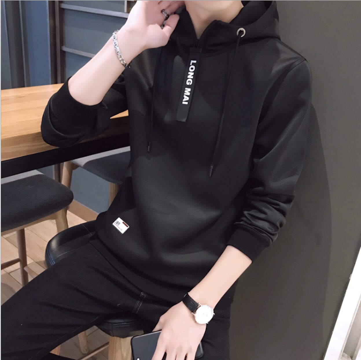 Zippered Men's Hooded Sweatshirt