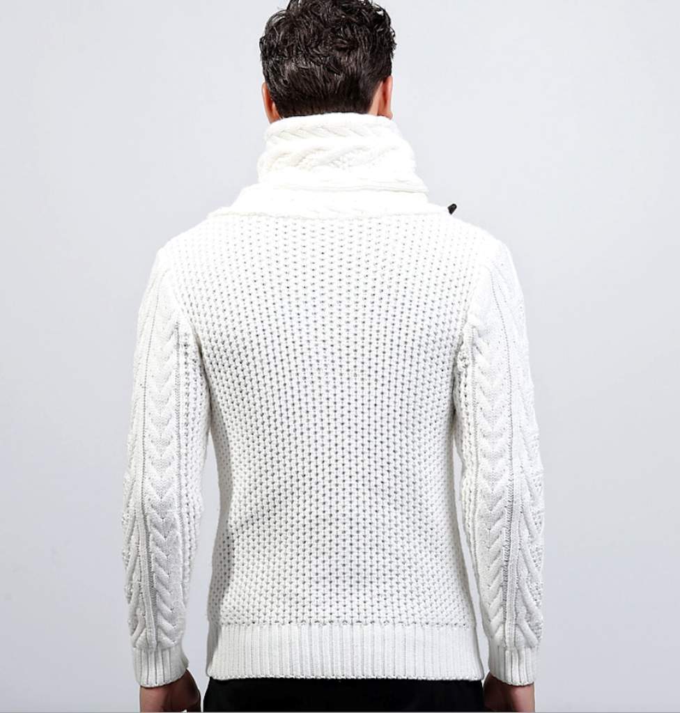 Horn Button Men's Cardigan with Shawl Collar
