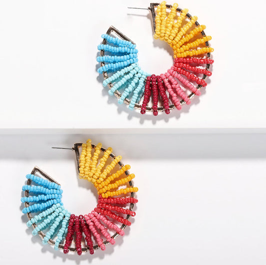 Colorful Round Beaded Earrings