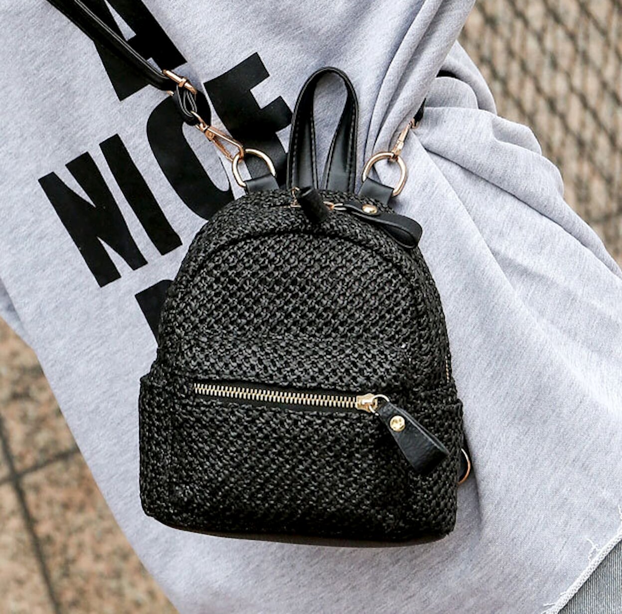 Compact Straw Backpack