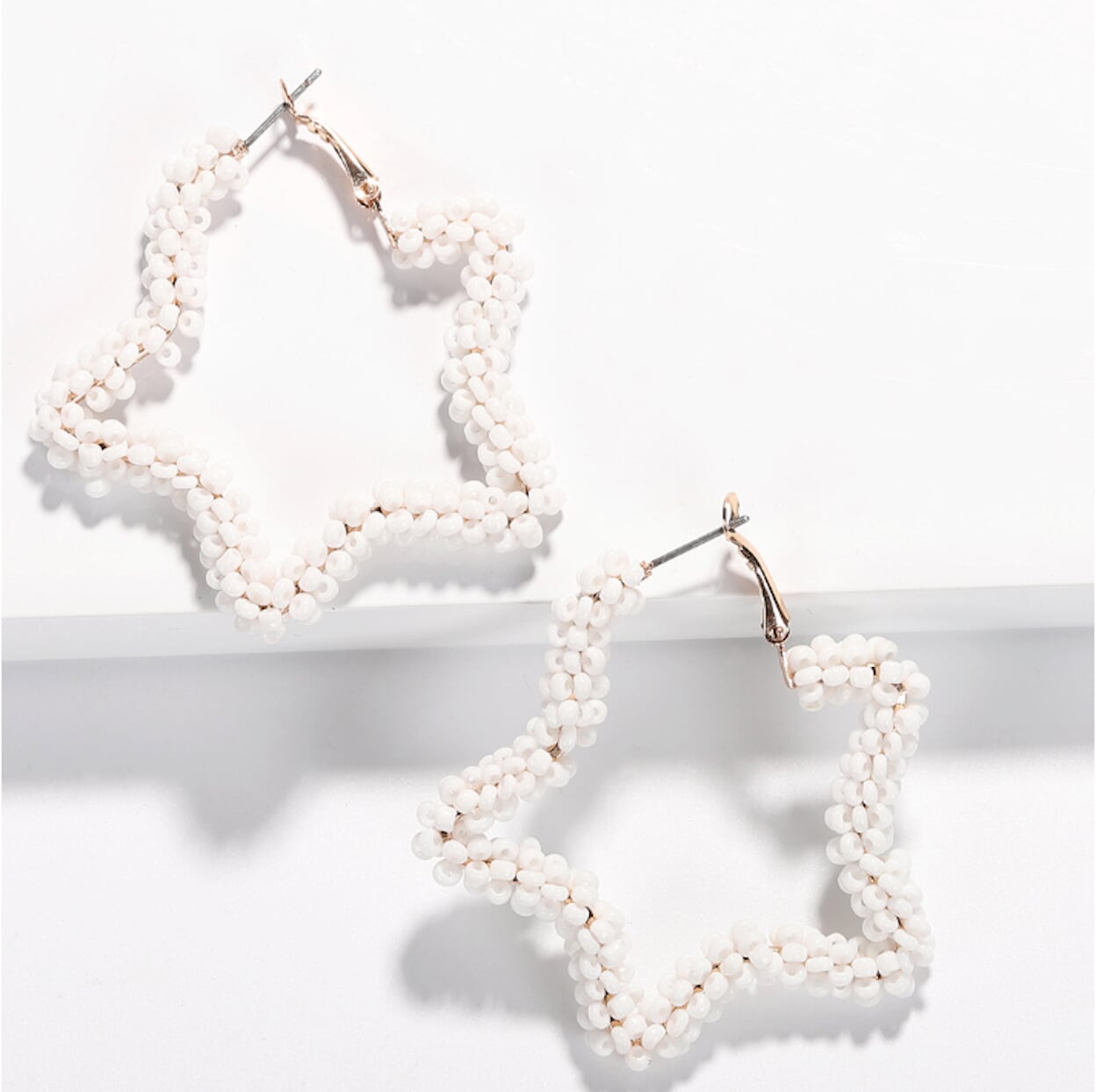 Star-shaped Beaded Hoop Earrings