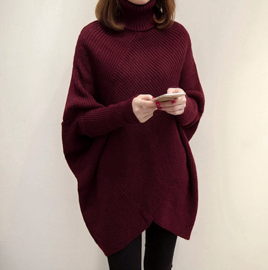 Turtleneck Batwing Sweater for Women