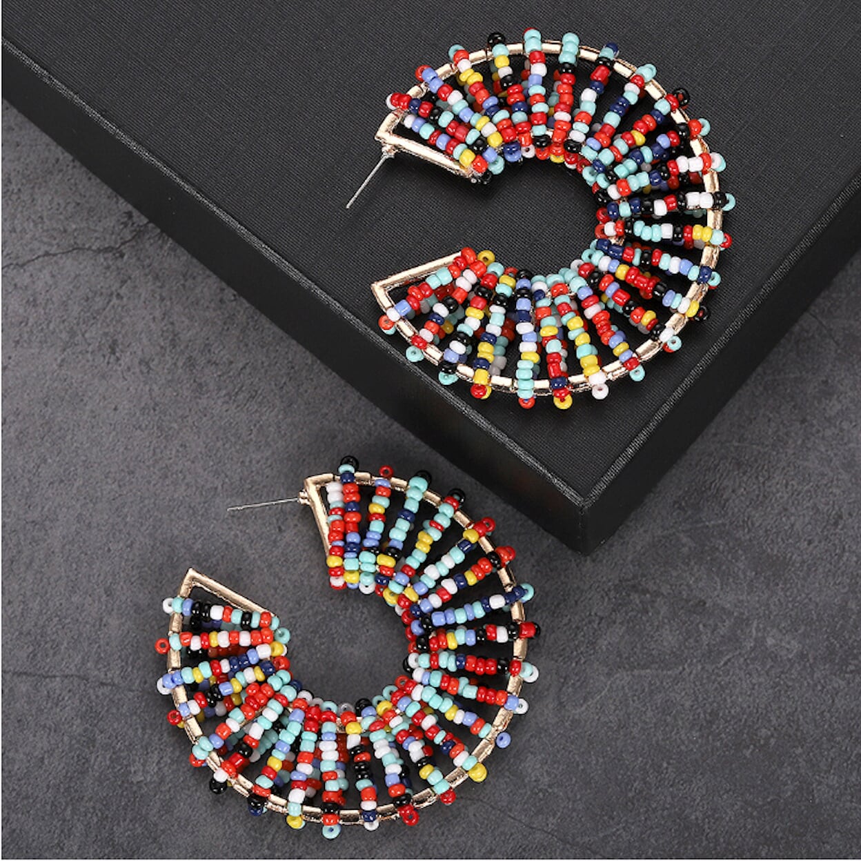 Colorful Round Beaded Earrings