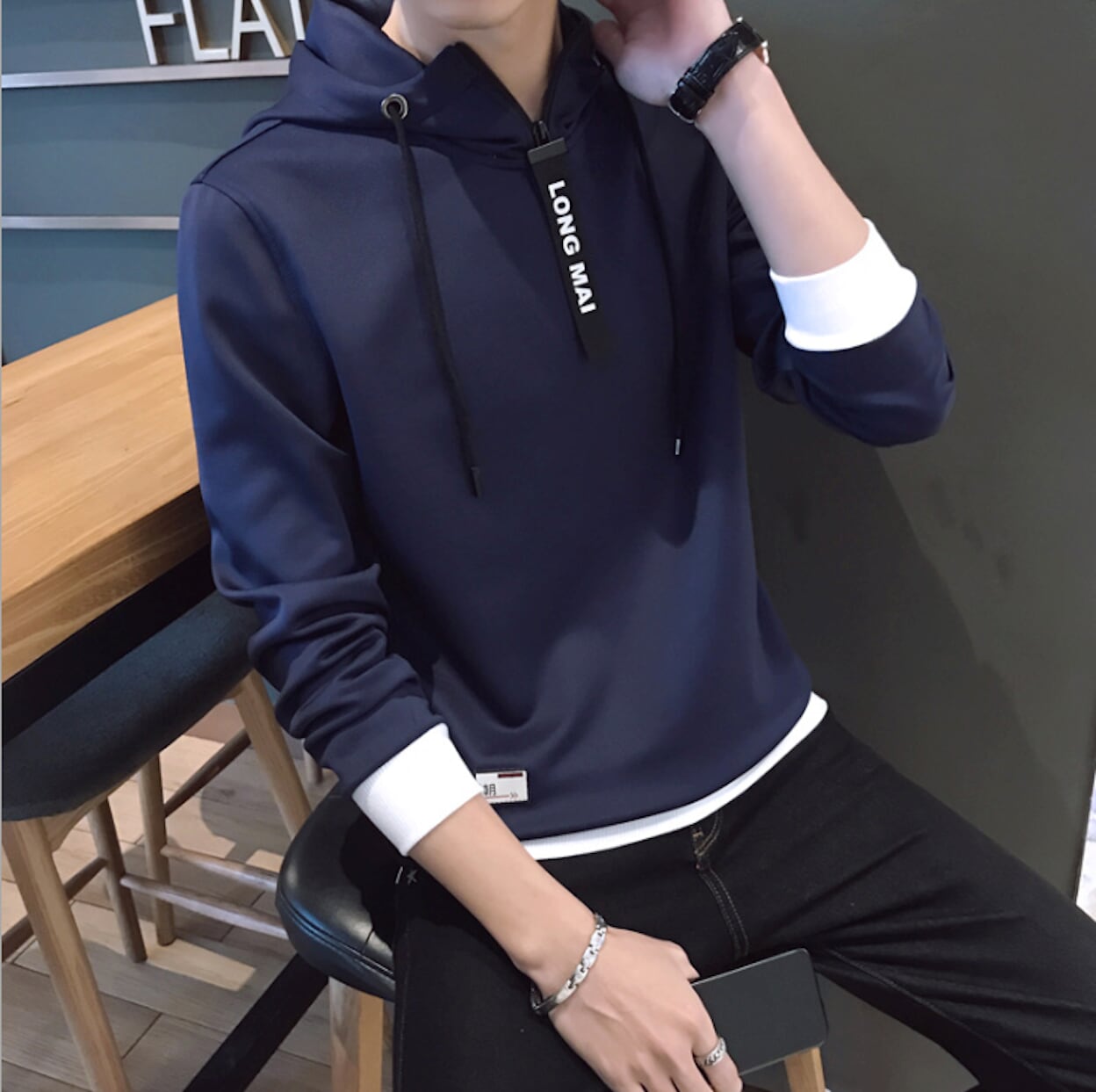 Zippered Men's Hooded Sweatshirt