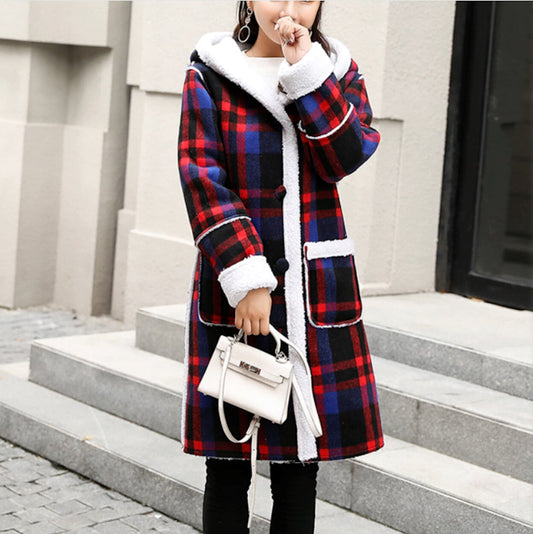 Hooded Women's Check Print Jacket