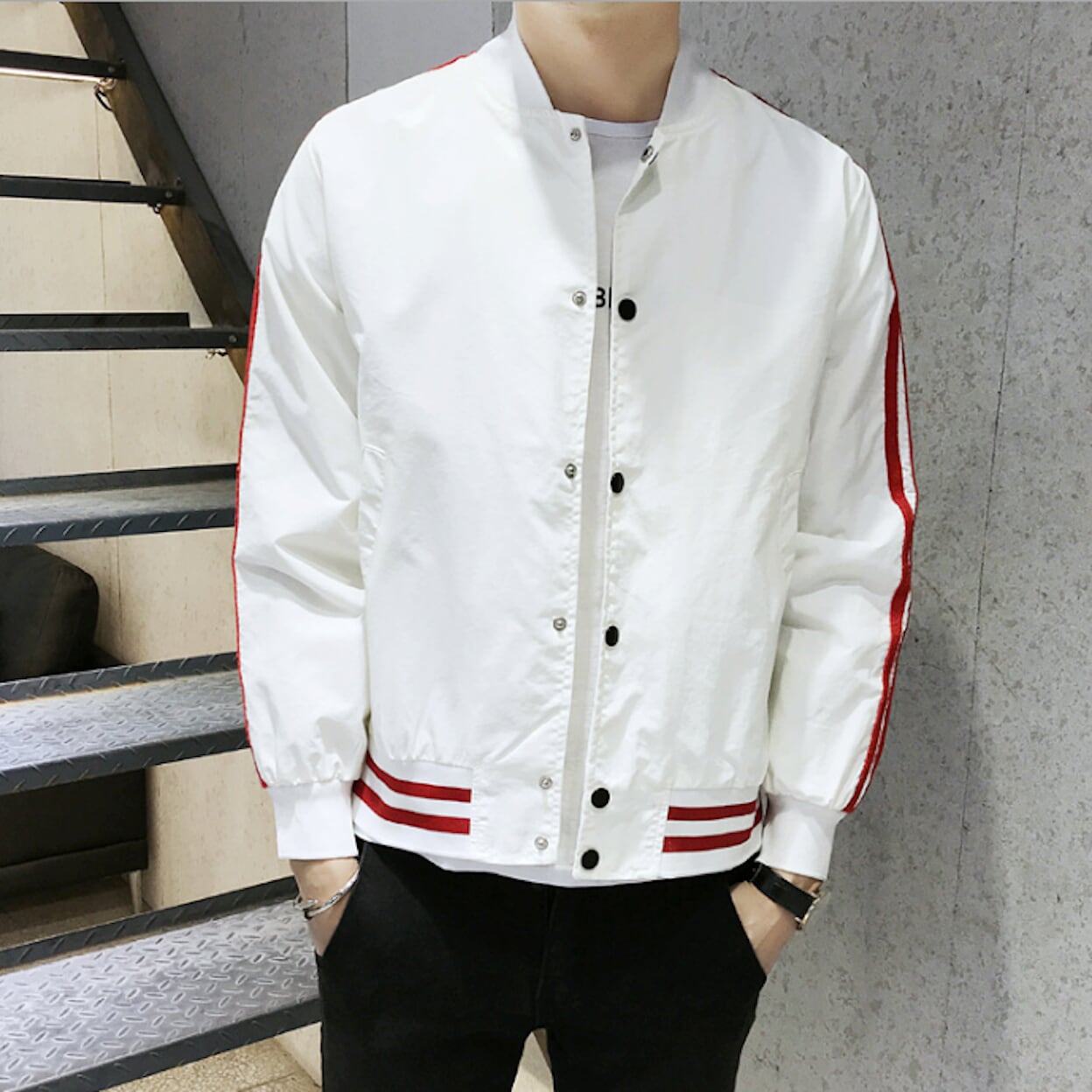 Baseball Jacket for Men with Stripes