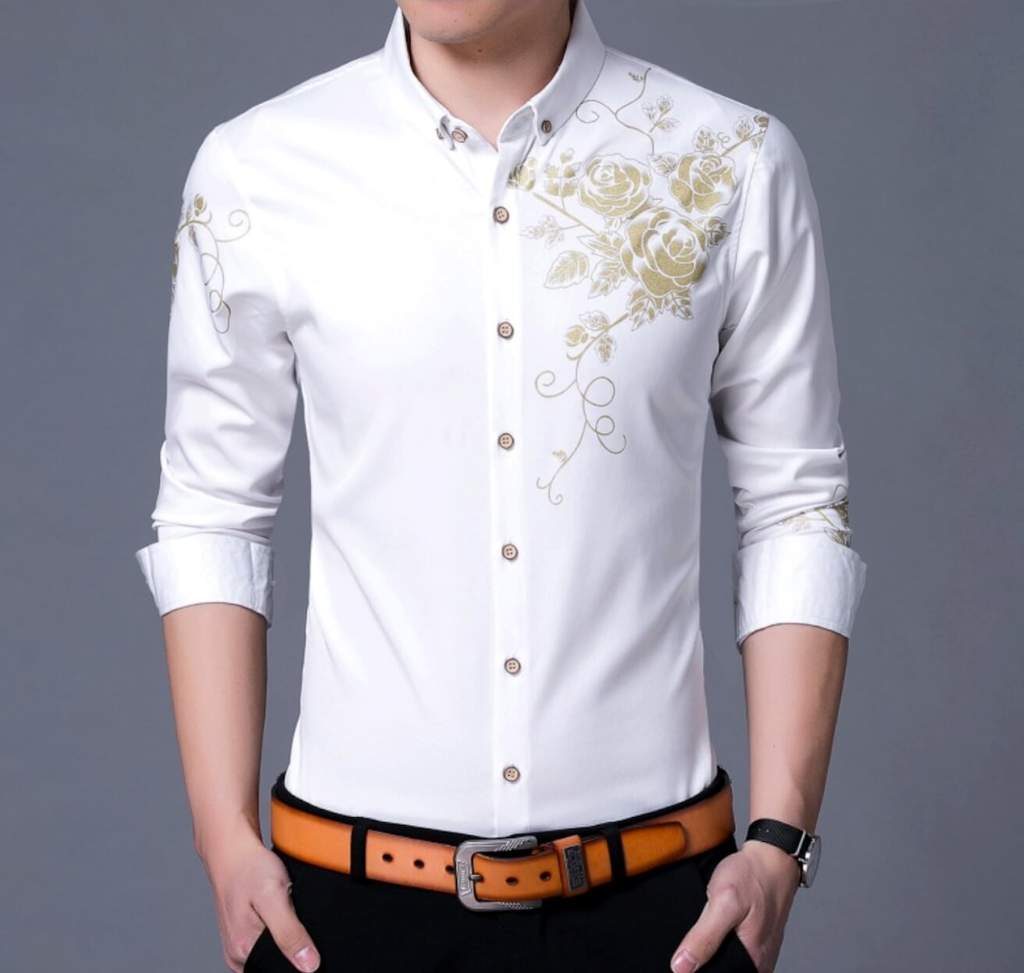 Floral Print Men's Button-Down Shirt