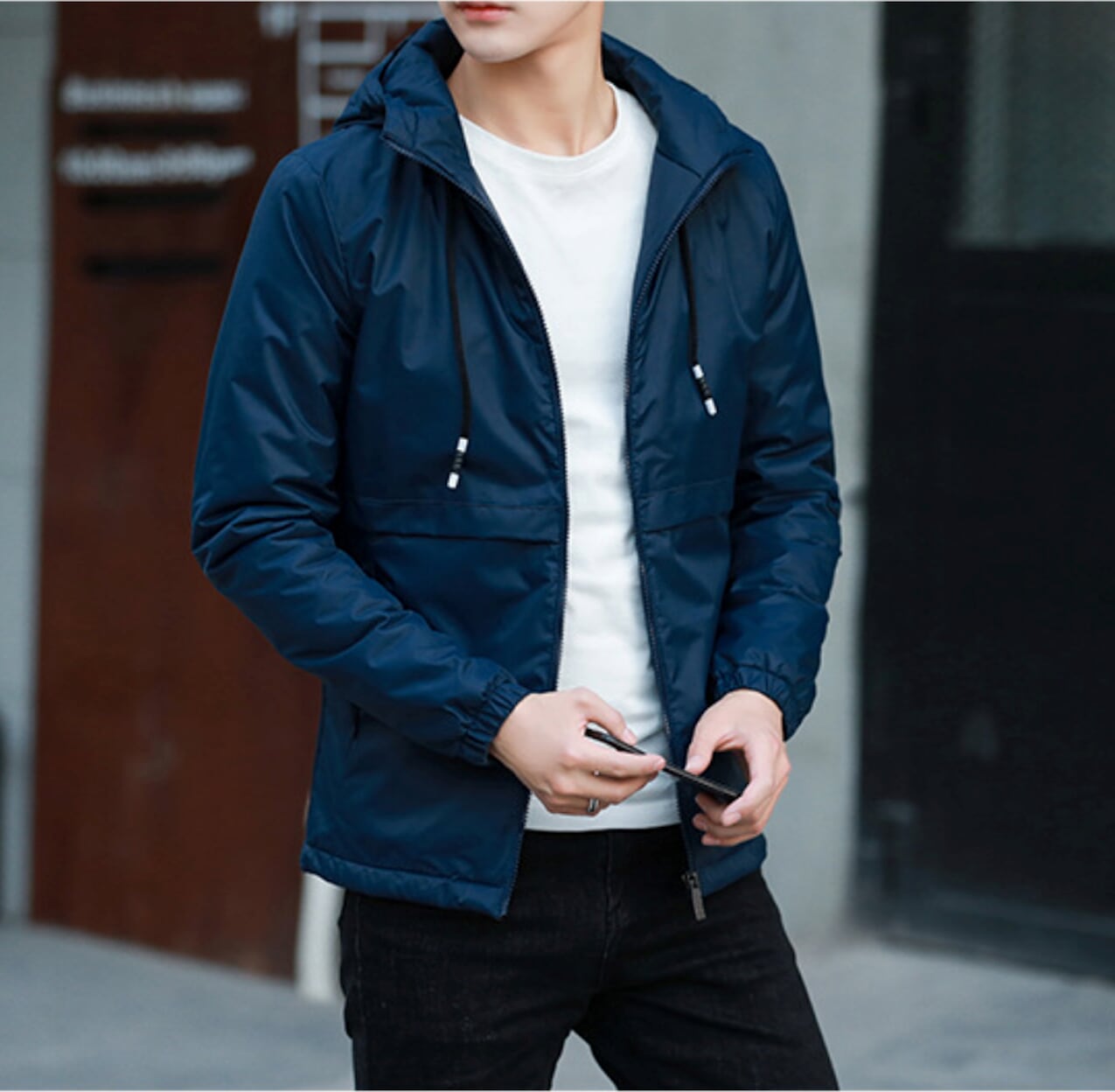 Navy Men's Windproof Jacket