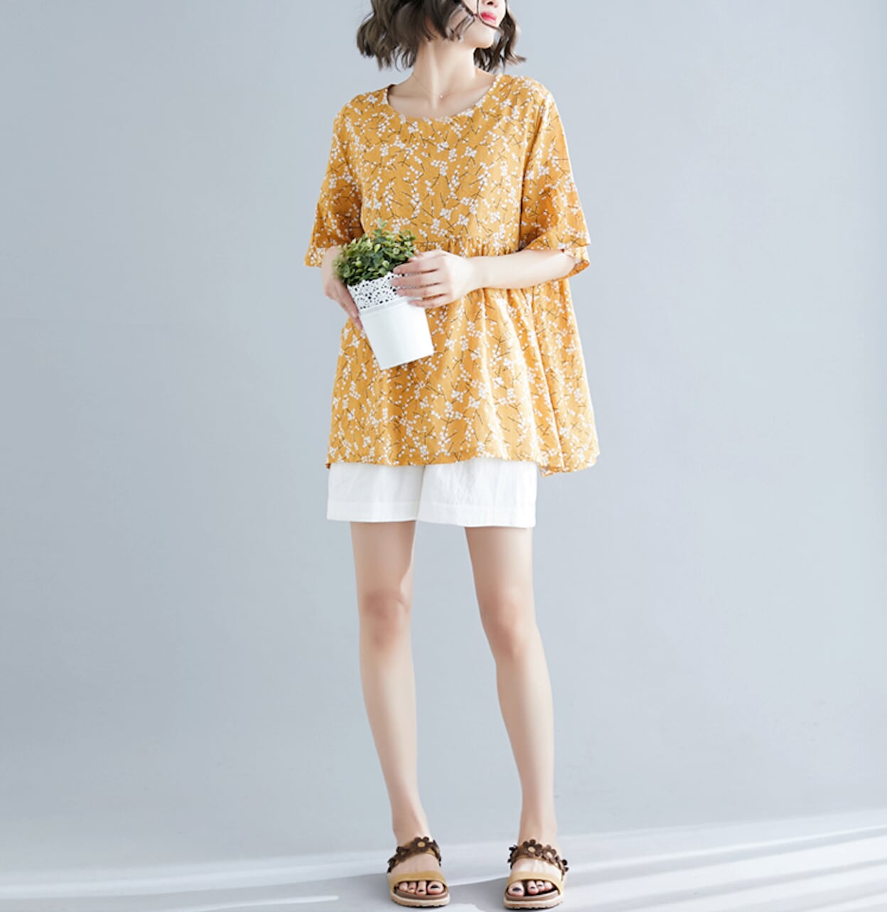 Floral Yellow Top for Women