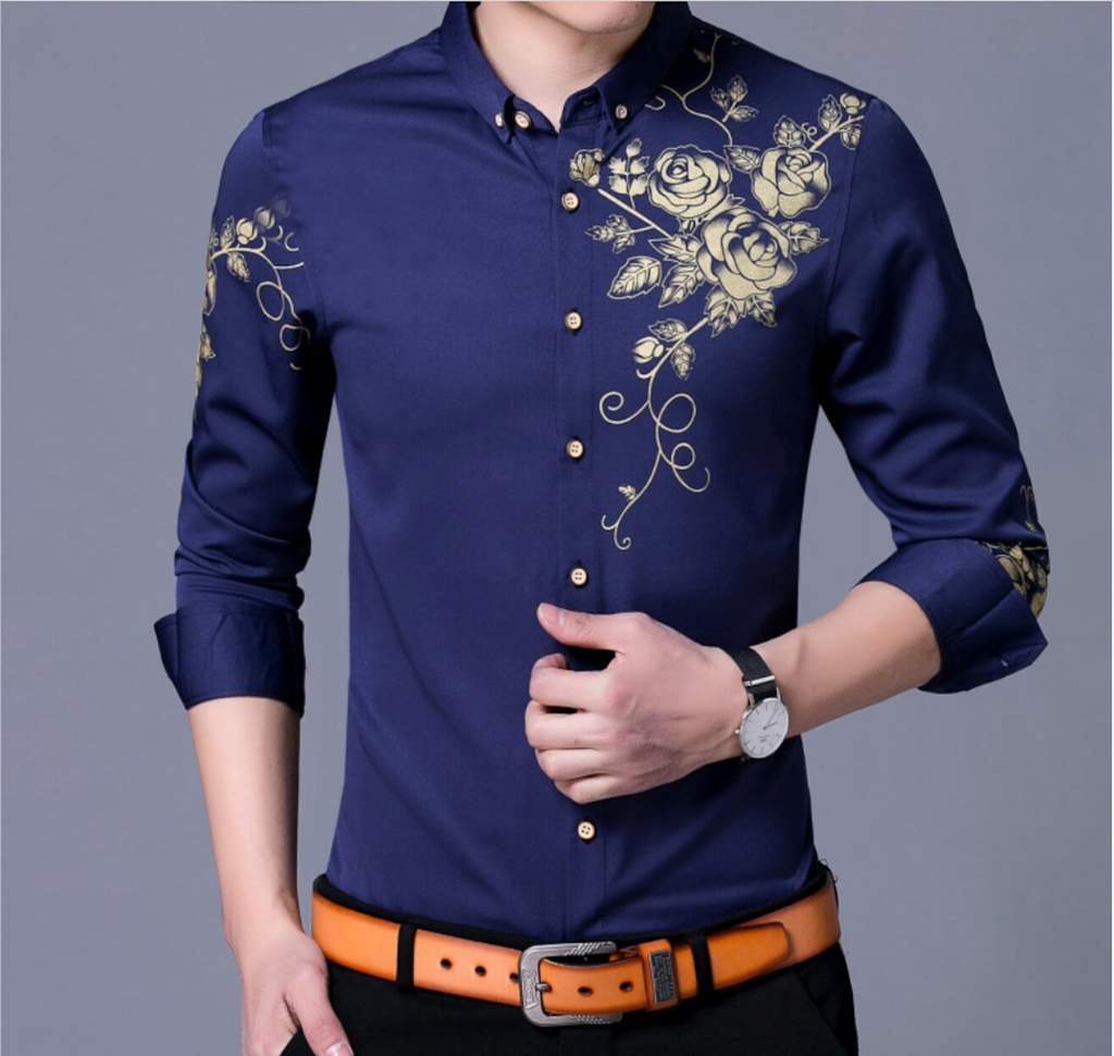 Floral Print Men's Button-Down Shirt