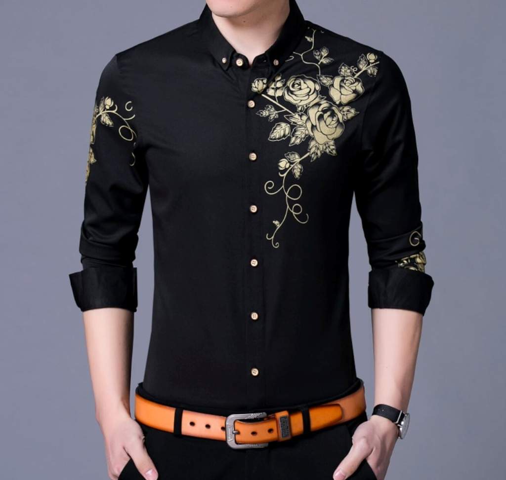 Floral Print Men's Button-Down Shirt