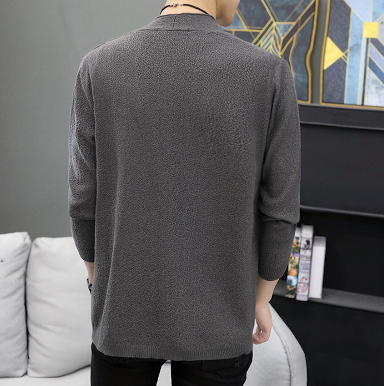 Cardigan for Men with Snap Buttons and Pockets
