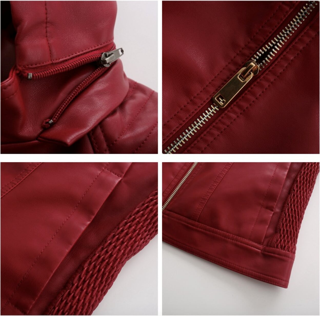 Faux Leather Hooded Jacket with Plush Interior