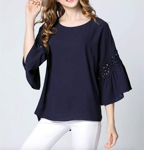 Classic White Top with Elegant Ruffle Sleeves for Women