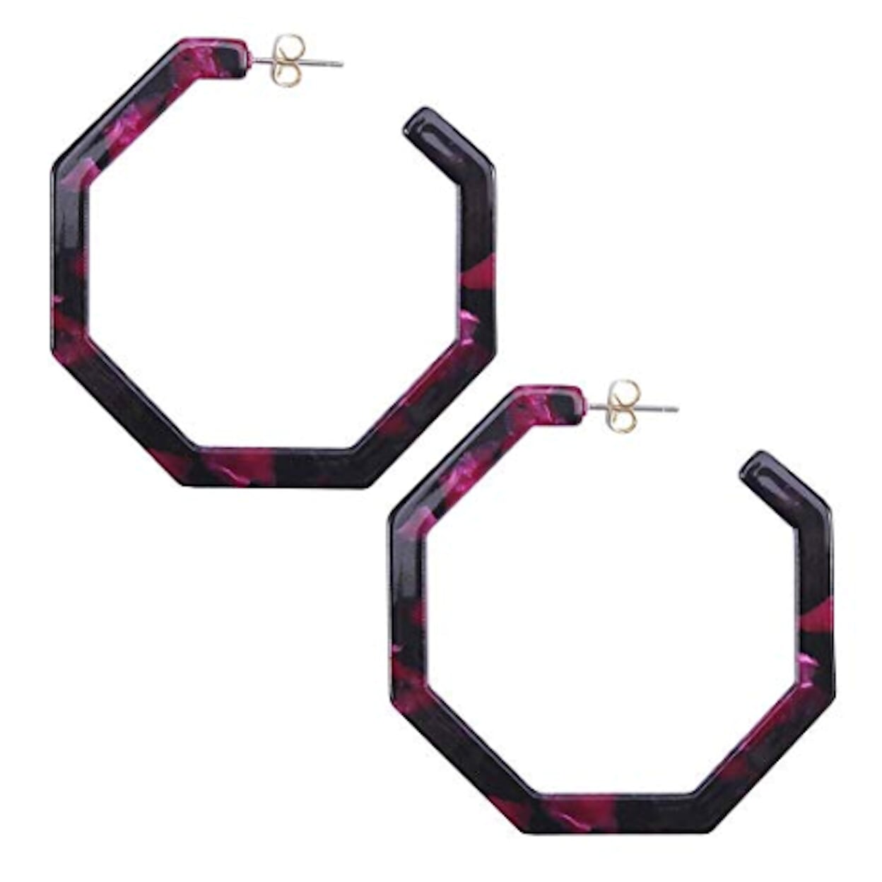 Resin Hoop Earrings with Geometric Design