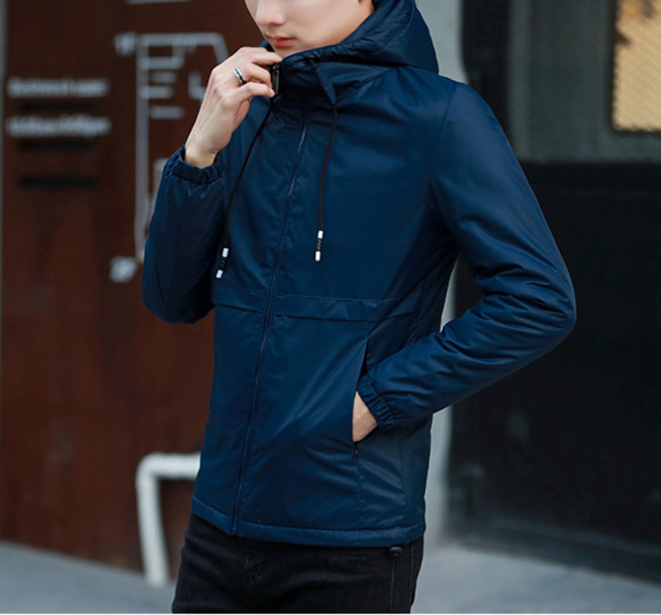 Navy Men's Windproof Jacket