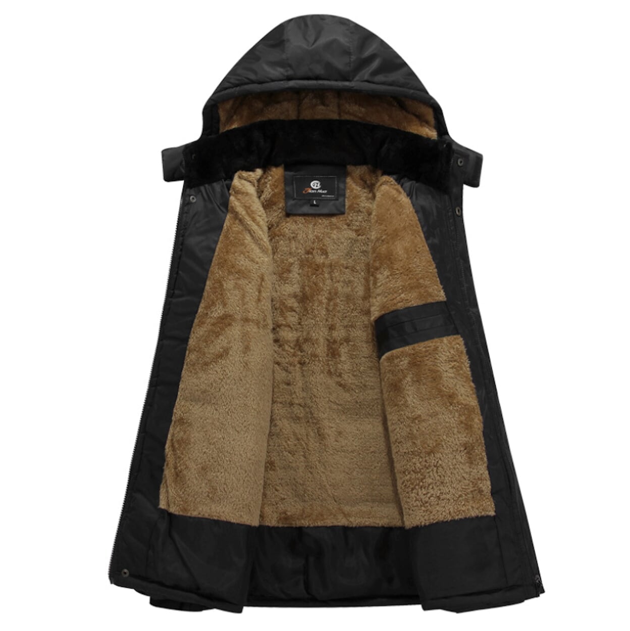 Detachable Hooded Men's Fur-Lined Jacket