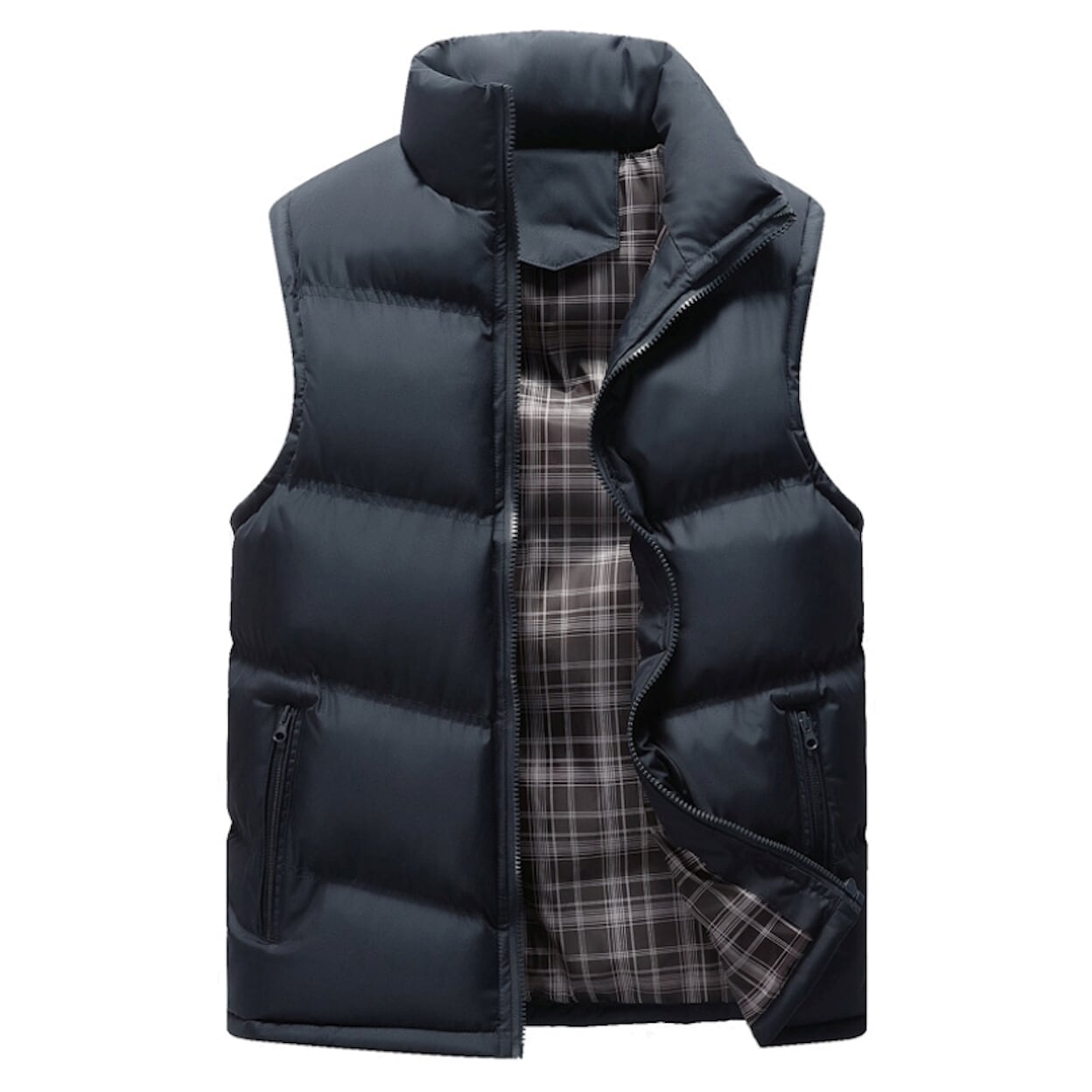 Classic Black Casual Zip Up Puffer Vest for Men