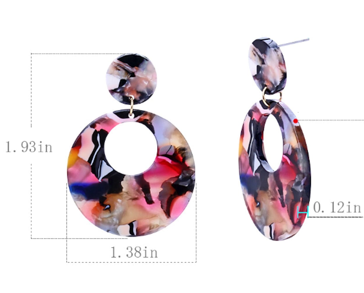 Resin Hoop Earrings with Rounded Design