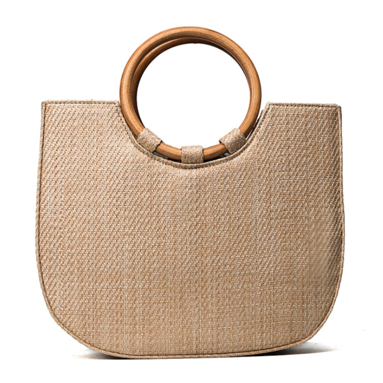 Circular Handled Straw Tote Bag