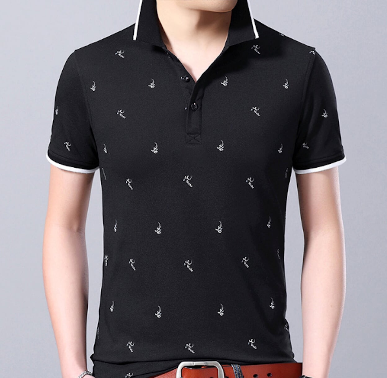 Short-Sleeve Printed Polo for Men
