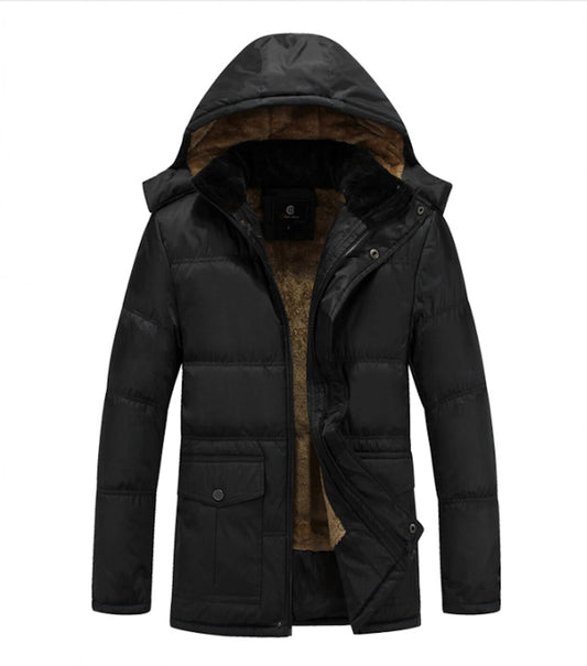 Detachable Hooded Men's Fur-Lined Jacket