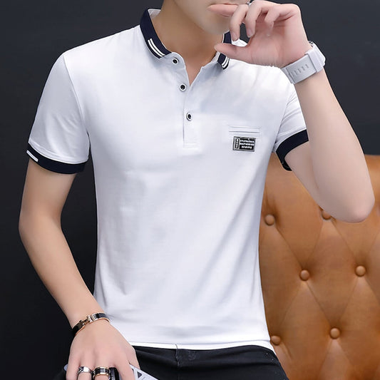 Two Tone Polo Shirt for Men with Short Sleeves