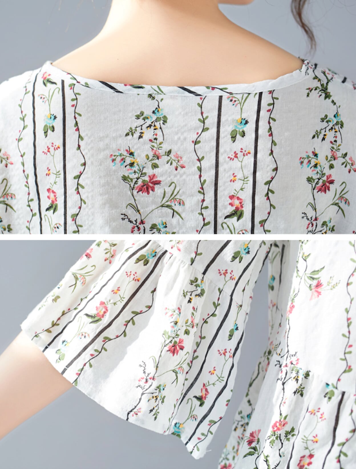 Floral Blouse with Cascading Ruffles for Women