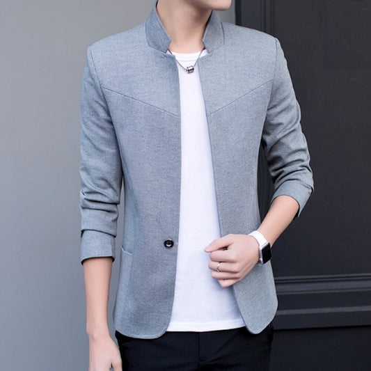 Stand Collar Single Button Men's Blazer