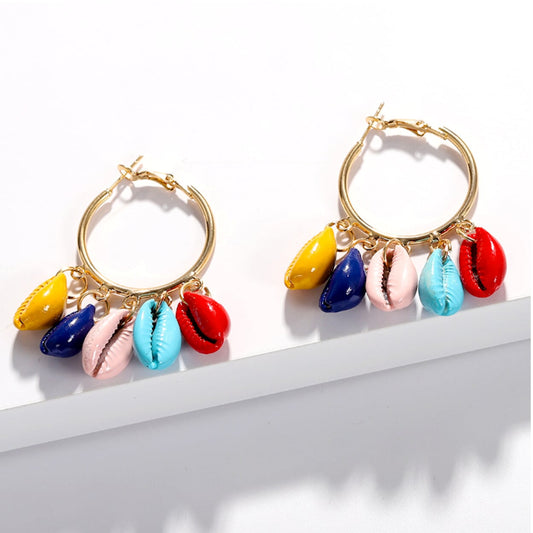 Vibrant Shell Circle Earrings