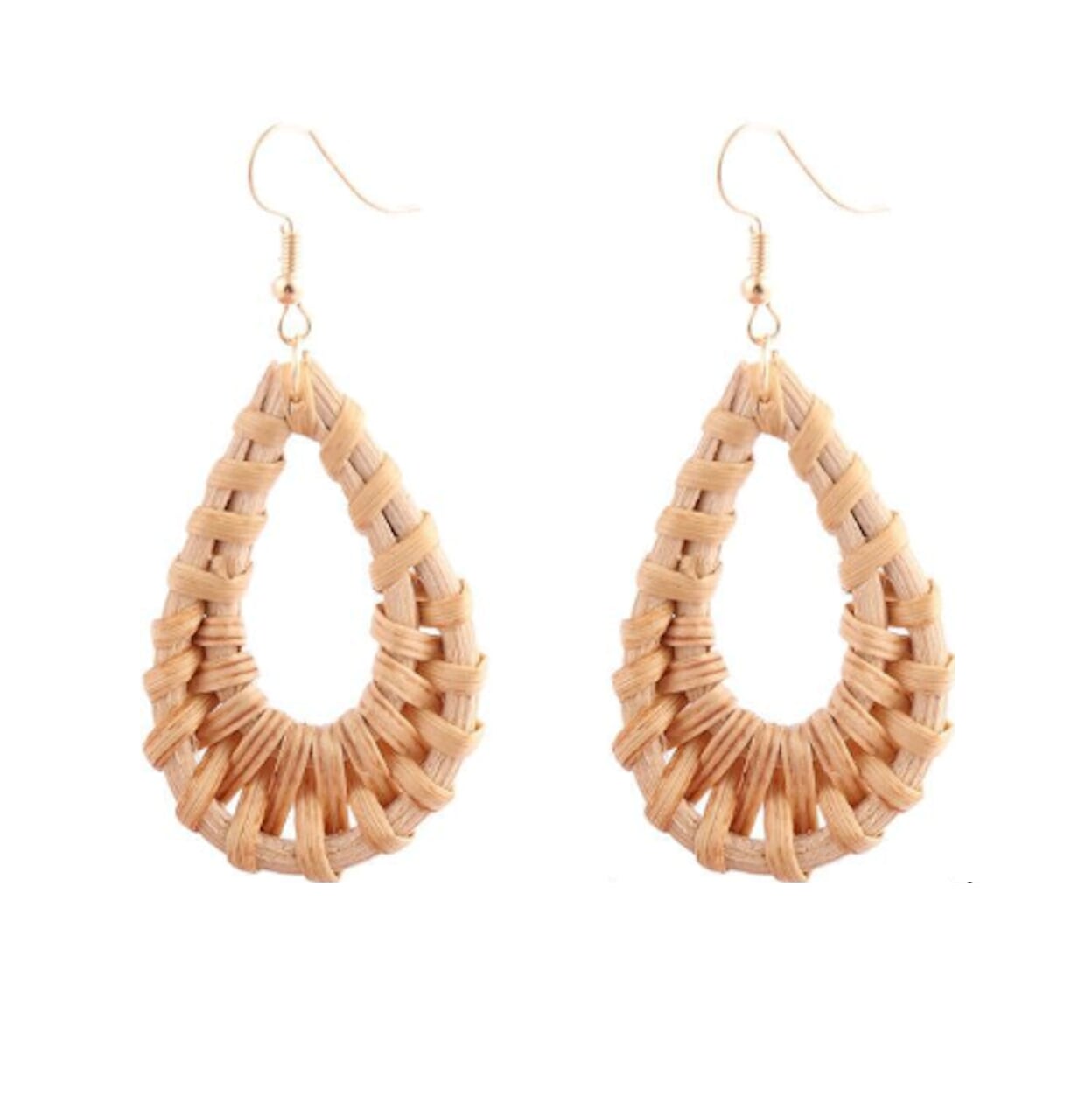 Waterdrop Earrings in Rattan Design